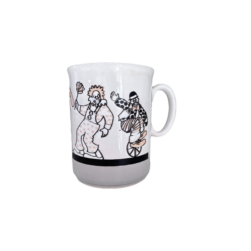 Vintage English Ironstone Tableware (EIT) Clowns Mug Coffee Circus Novelty White